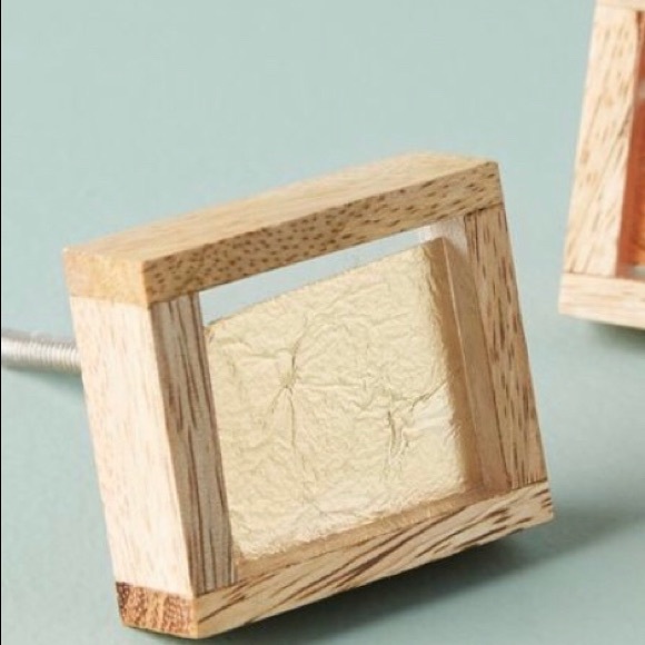 Anthropologie Gold Asymmetric Knob Dresser Handle Pull Table Wood Bronze Aurelia - Picture 6 of 6